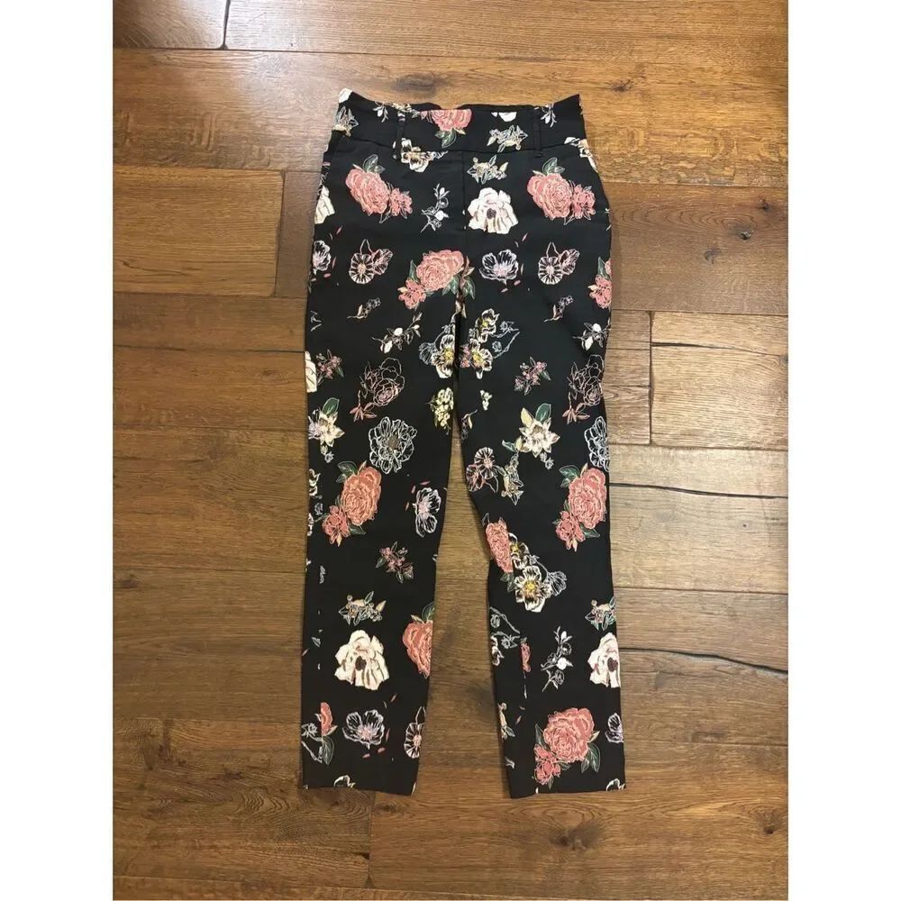 Jules & Leopold black ankle floral pants cottage core S work office